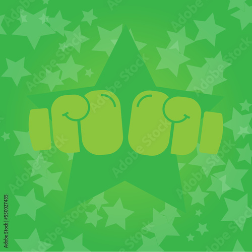 boxing gloves pow burst background green