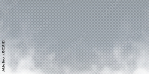 Vector isolated smoke PNG. White smoke texture on a transparent black and white background. 