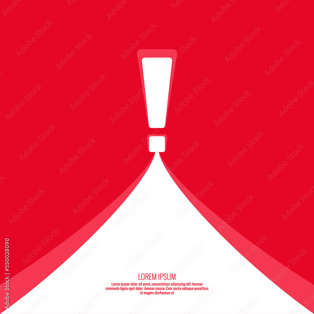 Exclamation mark icon. Attention sign icon. Hazard warning symbol in red background. vector Exclamation mark icon. Attention sign icon. Hazard warning symbol in red background. vector