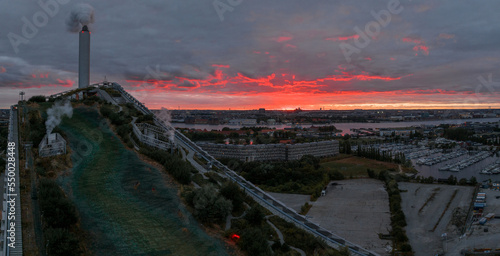 Photography Aerial view of the Amager Bakke, Amager Hill - a heat and power waste-to-energy