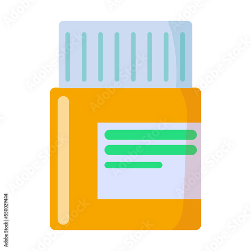 Jar of pills. Medical equipment and preparations for the treatment and examination of the patient. Flat vector isolated on white background