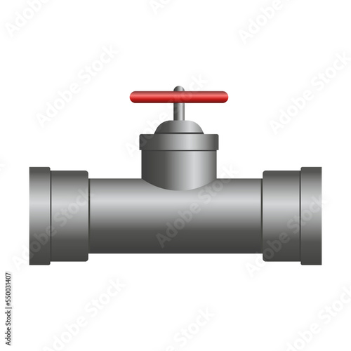 Pipe cartoon vector. Isolated icons of metal pipeline connection, valves, flanges, drains for system. Industrial concept