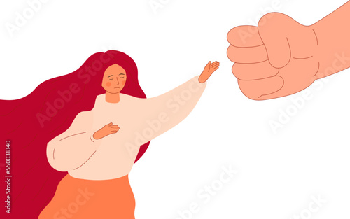 Stop violence against women concept vector. NO to cruel treatment of women. Bullying, abuse in family.