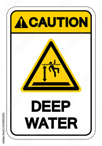 Caution Deep Water Symbol Sign, Vector Illustration, Isolate On White Background Label. EPS10