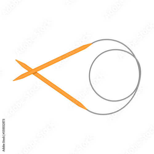 Knitting needles flat vector illustration on white background. Hobby concept