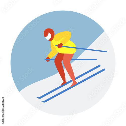 Symbol of Austria vector illustration. Austrian skier going down the mountain isolated on white background. Culture, traveling concept
