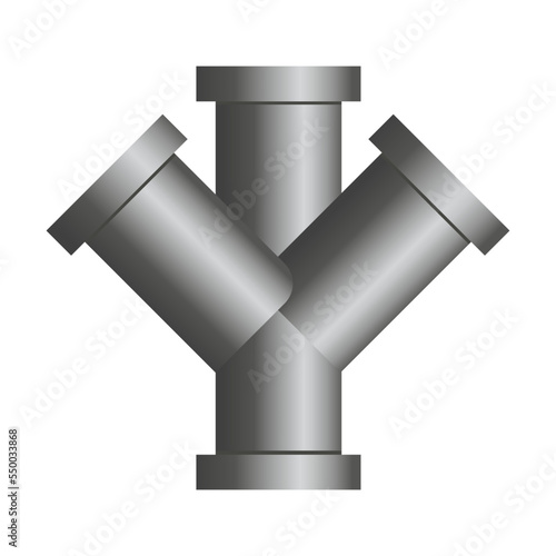 Icon of metal pipeline connection, valves, flanges, drains for water or oil system. Industrial plumbing concept. Pipe cartoon vector illustration