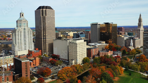 Photography Aerial of Hartford, Connecticut, United States skyline