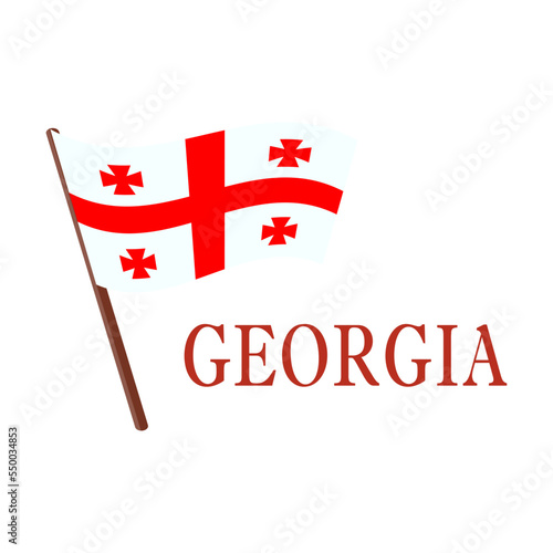 National flag. Symbol of Georgia vector illustration. Georgian national flag isolated on white background. Traveling, culture concept