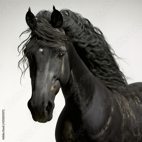 Black Horse  Steed  Stallion  Face Close Up Portrait - AI illustration 02