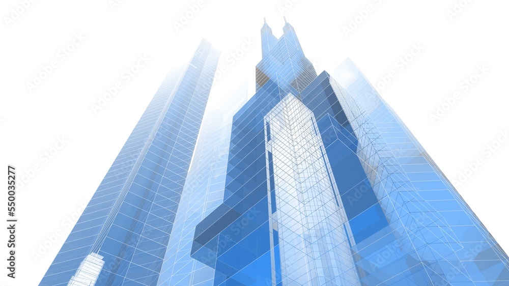 Naklejka premium Abstract architectural rendering 3d illustration
