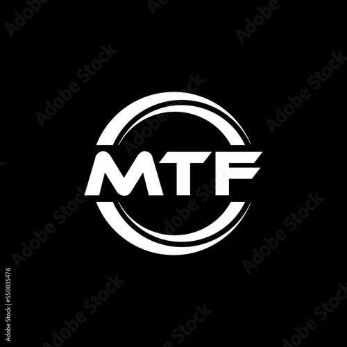 MTF letter logo design with black background in illustrator, vector logo modern alphabet font overlap style. calligraphy designs for logo, Poster, Invitation, etc. photo