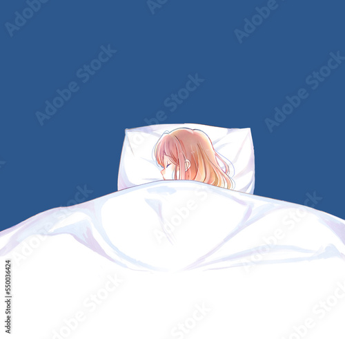ベッドでひとりで眠る女性