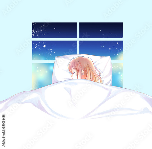 ベッドでひとりで眠る女性