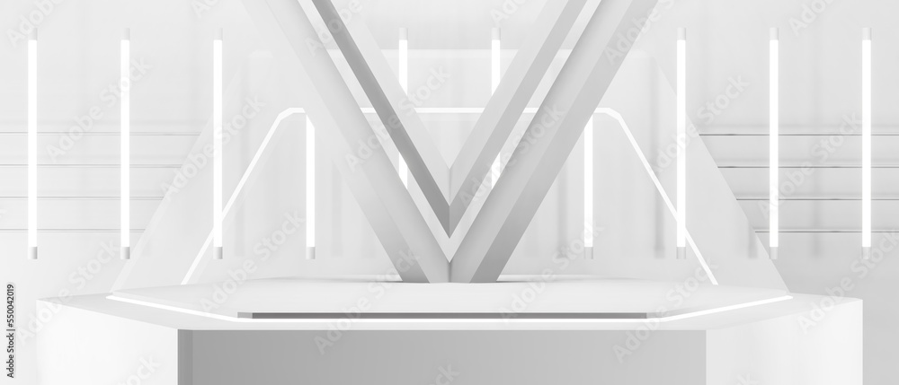 Fototapeta premium abstract background geometry, presentation podium stage pedestal for cosmetic product showcase scene, 3d illustration rendering