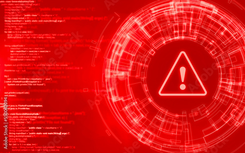 Attention sign. Cyberspace attacked by hackers.