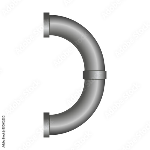 Steel pipe cartoon vector illustration. Isolated icons of metal pipeline connection, valves, flanges, drains for water system. Industrial concept