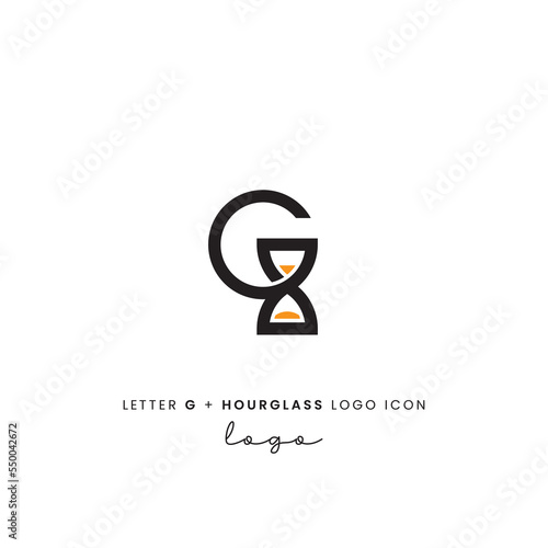 Letter G and hourglass logo icon