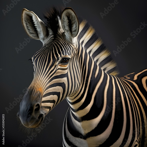Zebra Face Close Up Portrait - AI illustration 07