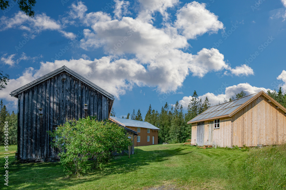 Travel stop at Solheim old courtyard in Bindal municipality on a great summer day,Helgeland,Nordland county,scandinavia,Europe Travel stop at Solheim old courtyard in Bindal municipality on a great summer day,Helgeland,Nordland county,scandinavia,Europe