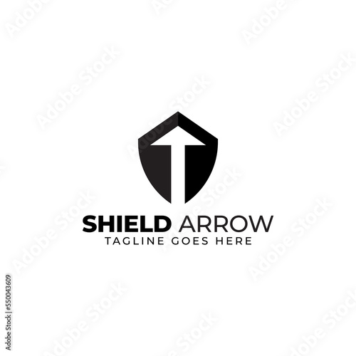 Protection shield with negative up arrow logo design