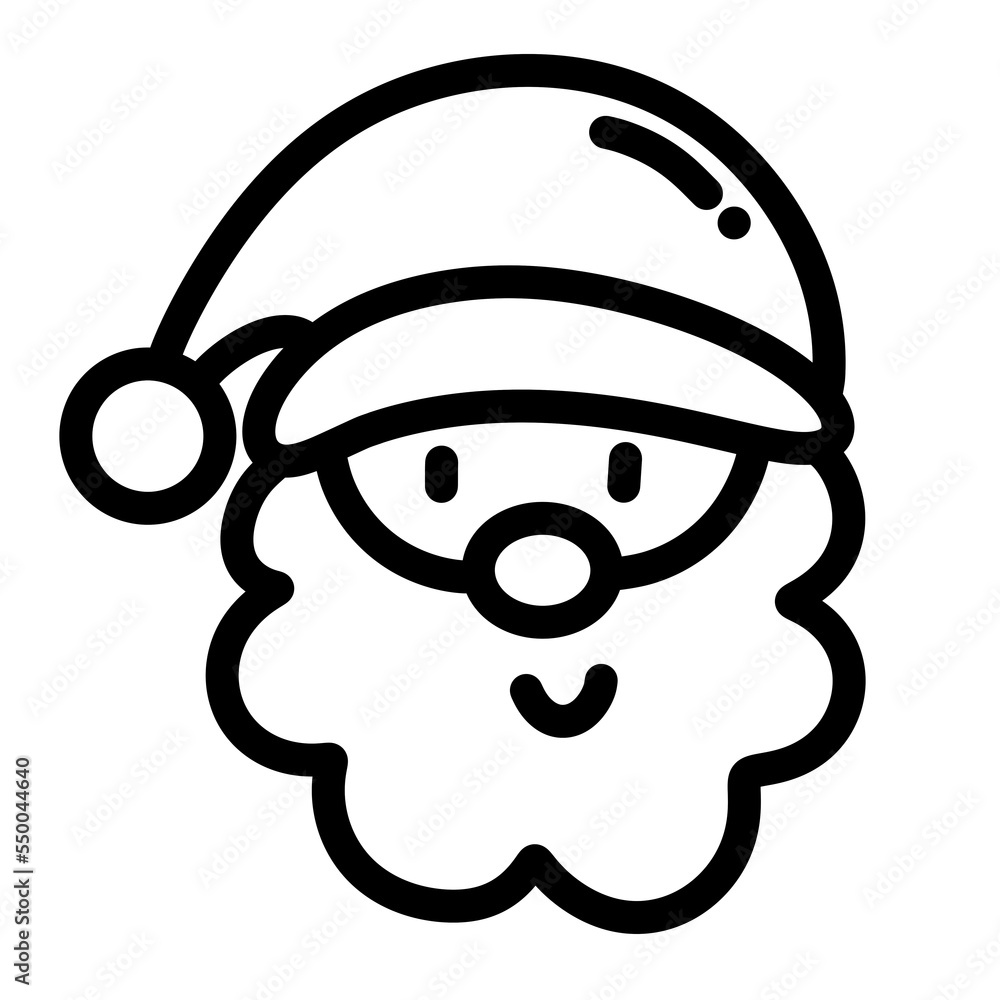 Head Santa claus christmas line icon. Head Santa claus christmas line icon.