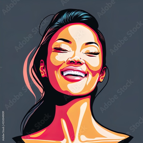 AI generated illustration of confident smiling woman.