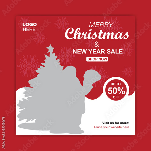 Marry Christmas and New Year social media Post and ad banner templates