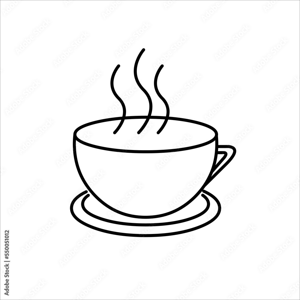 Line coffee cup with smoke Line coffee cup with smoke