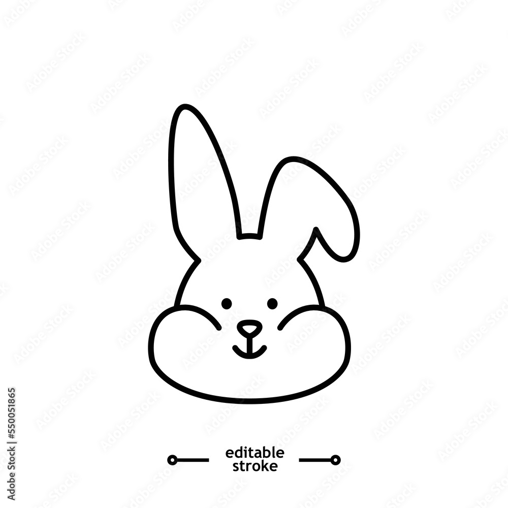 bunny head, rabbit head icon symbol logo illustration,editable stroke, flat design style isolated on white bunny head, rabbit head icon symbol logo illustration,editable stroke, flat design style isolated on white
