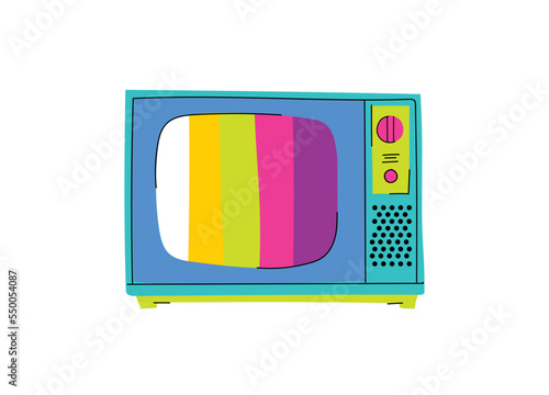 TV illustration. Retro television. Retro color TV set. 90s style vector. 1990s trendy illustration. Nostalgia for the 90s.