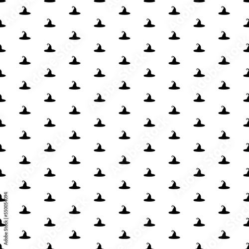 Square seamless background pattern from geometric shapes. The pattern is evenly filled with big black witch hat symbols. Vector illustration on white background