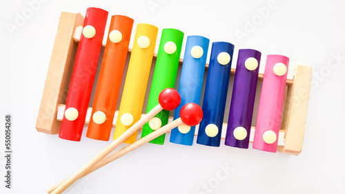 Colorful xylophone on white background isolated
