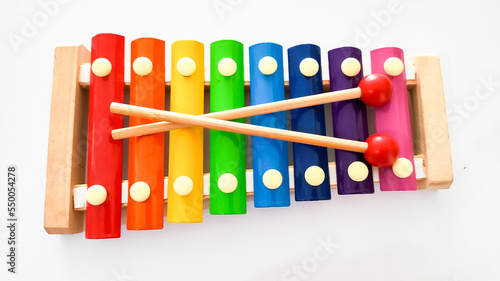 Colorful xylophone on white background isolated
 photo