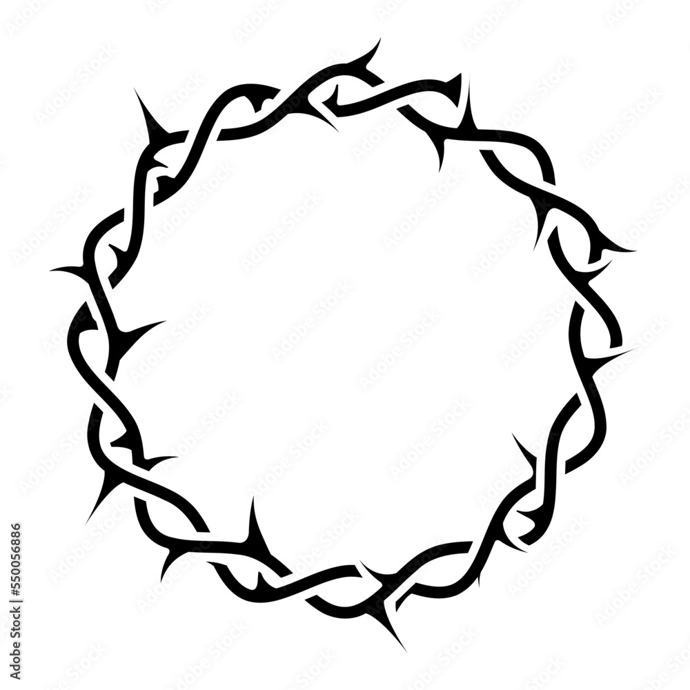 Crown of thorns for church emblem, wreath or crucifixion thorn, prickly frame, vector Crown of thorns for church emblem, wreath or crucifixion thorn, prickly frame, vector