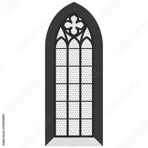 Church window  stained-glass gothic style window in temple  catholic cathedral  vector