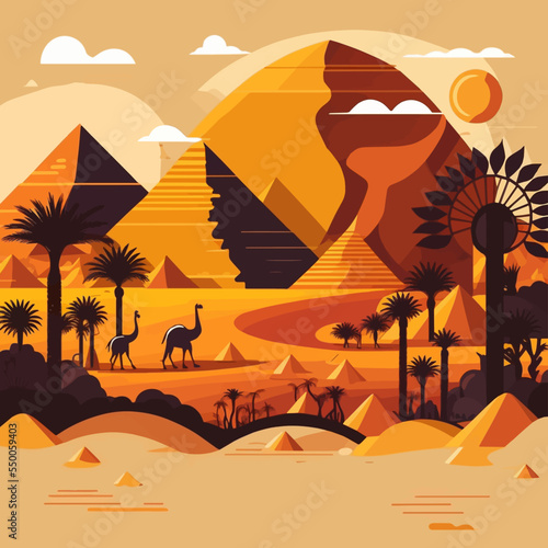 Flat design of pyramid Giza in Egypt illustration vector landmark tourism