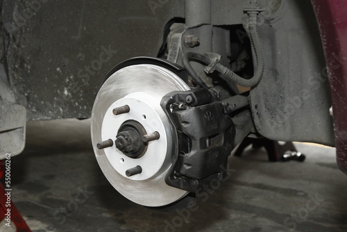Disc brake of a car without the tire
