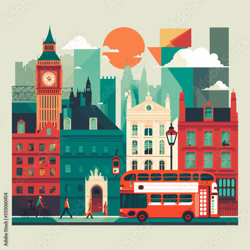 London, England Travel and tourism concept Flat stylish vector illustration
