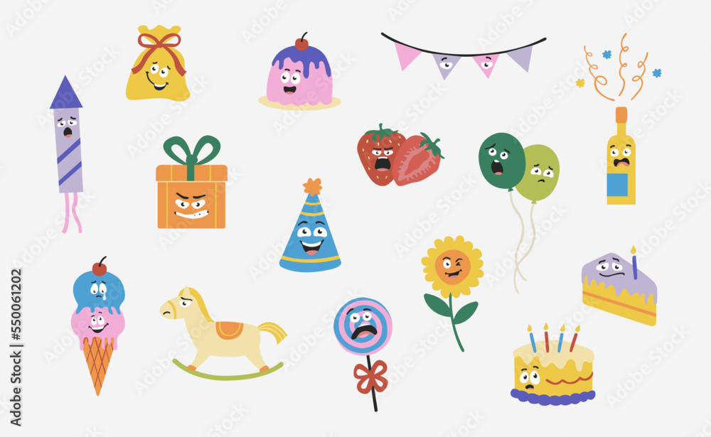 Cute Birthday Character in flat design Cute Birthday Character in flat design