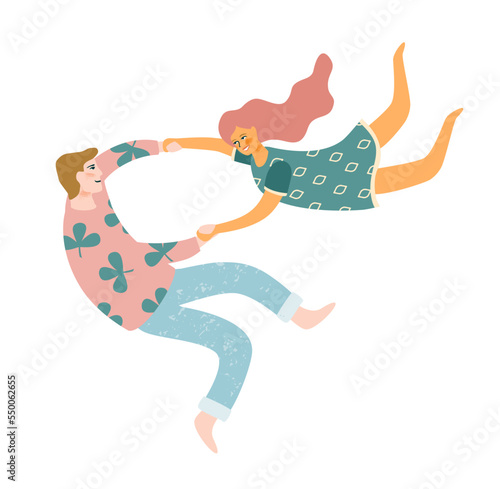 Romantic isolated illustration with man and woman. Love, love story, relationship. Vector design concept for Valentines Day and other