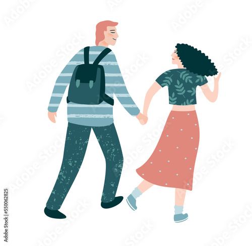Romantic isolated illustration with man and woman. Love, love story, relationship. Vector design concept for Valentines Day and other