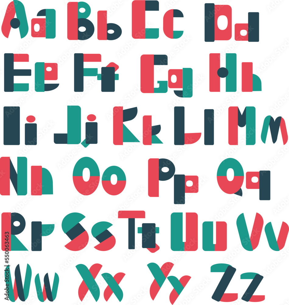 alphabet large and small letters in Bauhaus style alphabet large and small letters in Bauhaus style