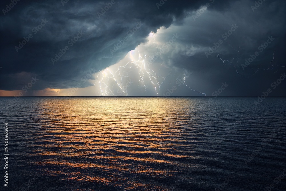 lightning over the sea