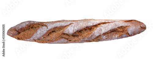 fresh bread isolated on transparent background, top view