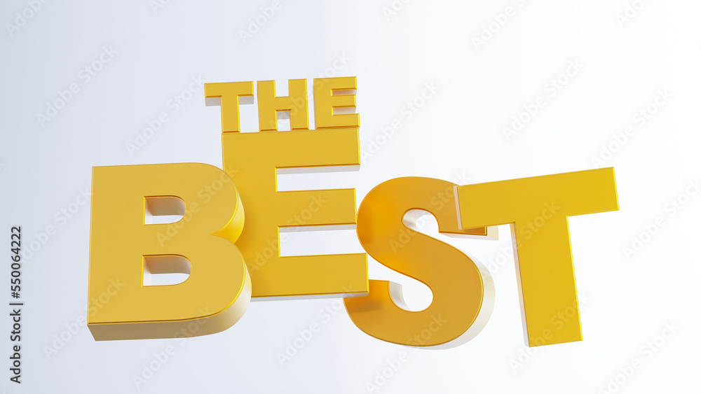 Fototapeta premium 3D render of gold text the best isolated on white background