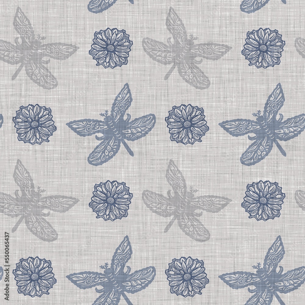 Farmhouse blue butterfly seamless pattern. Rustic French wildlife for  ecological beautiful all over wallpaper. Repeat decorative textile of  whimsical lepidoptera. Stock Illustration | Adobe Stock