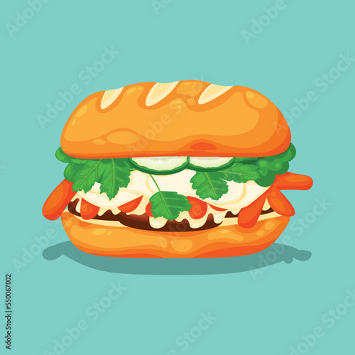 Banh Mi background. Design with cartoon style.