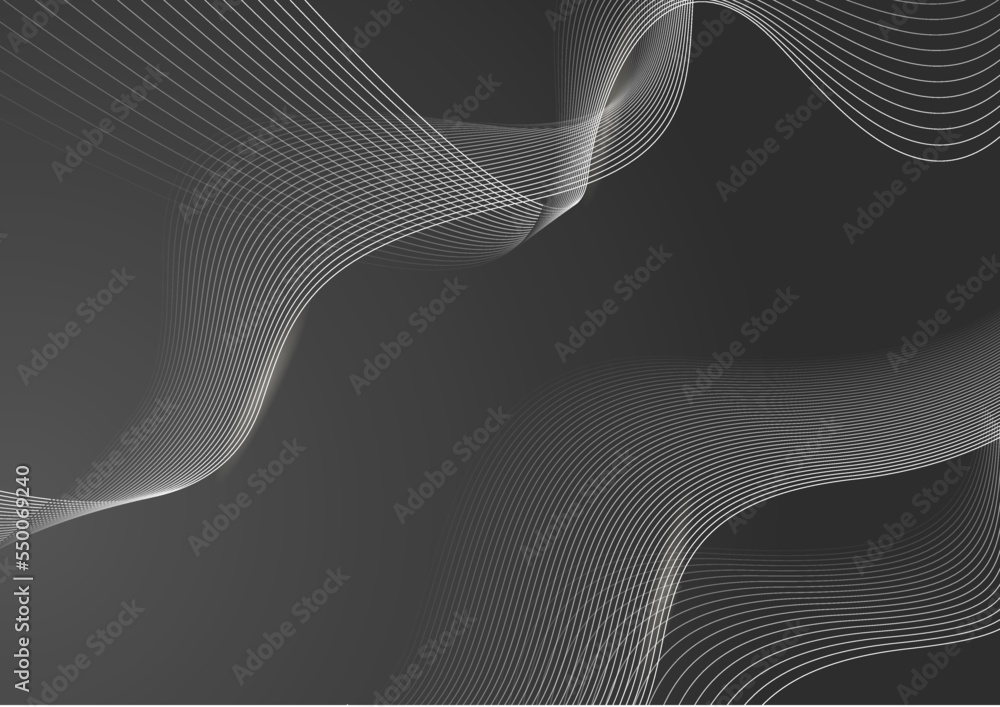 Abstract wave curve vector line in black background. Modern wavy line pattern (wave curves). Premium stripe texture for banner, business background. Shiny luxury vector template Abstract wave curve vector line in black background. Modern wavy line pattern (wave curves). Premium stripe texture for banner, business background. Shiny luxury vector template