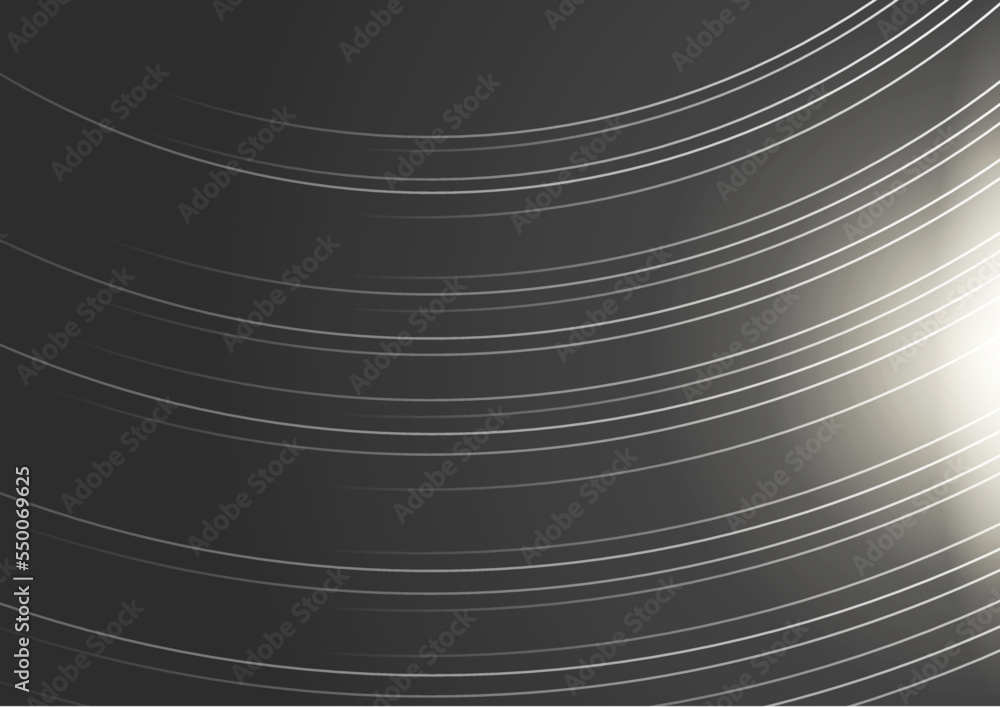 Abstract wave curve vector line in black background. Modern wavy line pattern (wave curves). Premium stripe texture for banner, business background. Shiny luxury vector template
